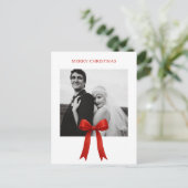 Niedliches Red Bow Foto Frohe Weihnachten (Stehend Vorderseite)