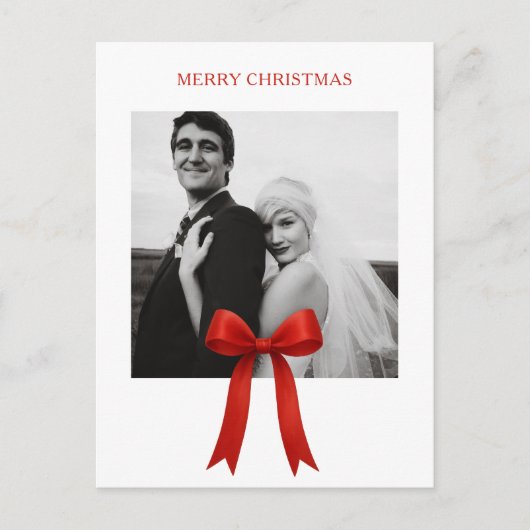 Niedliches Red Bow Foto Frohe Weihnachten (Vorderseite)