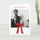 Niedliches Red Bow Foto Frohe Weihnachten (Vorderseite)