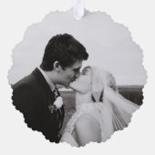 Niedliches Red Bow Foto Frohe Weihnachten Ornament Karte (Rückseite)