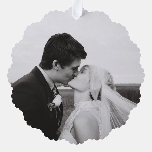 Niedliches Red Bow Foto Frohe Weihnachten Ornament Karte (Rückseite)