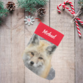 Niedliches Red Fox-Foto mit Name Kleiner Weihnachtsstrumpf