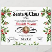 Niedliches Red Green Naughty Nice List Foto Zertif (Vorderseite)