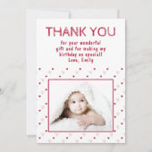 Niedliches Red Heart Pattern Foto Dankeskarte (Vorderseite)