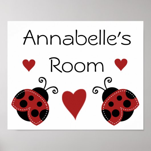 Niedliches Red Ladybug Poster/Name-Zeichen Poster (Vorne)