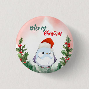Niedliches Red MerChristmas Bird Weihnachtsfest We Button