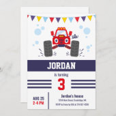 Niedliches Red Monster Truck Kindergeburtstag Part Einladung (Vorne/Hinten)