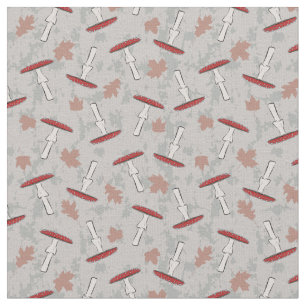 Niedliches Red Mushroom Fungi Pattern Stoff