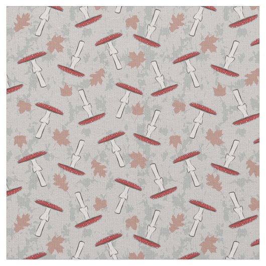 Niedliches Red Mushroom Fungi Pattern Stoff (Nahaufnahme)