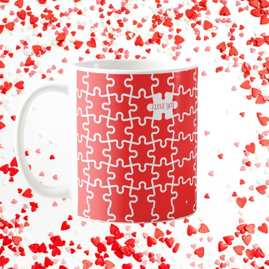 Niedliches Red Puzzle "I Liebe You" Kaffeetasse