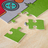 Niedliches Red Racing Car Children Puzzle mit Name (Seite)