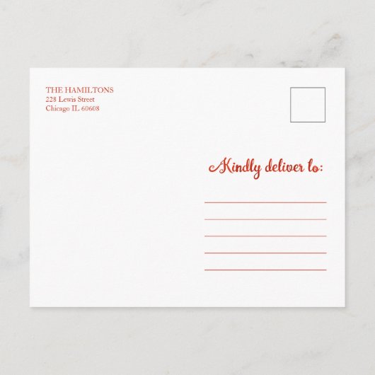 Niedliches Red Script Foto Snowflake Weihnachten Postkarte (Rückseite)