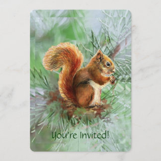 Niedliches Red Squirrel Custom Age Geburtstagspart Einladung