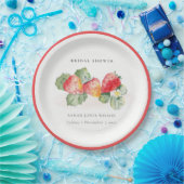 Niedliches Red Strawberry Leafy Foliage Brautparty Pappteller (Party)