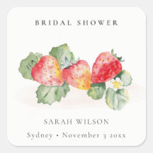 Niedliches Red Strawberry Leafy Foliage Brautparty