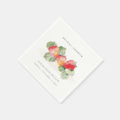 Niedliches Red Strawberry Leafy Foliage Brautparty Serviette (Ecke)