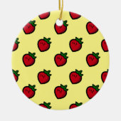 Niedliches Red Strawberry Muster für Veganer Keramik Ornament (Vorne)