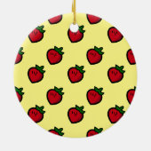 Niedliches Red Strawberry Muster für Veganer Keramik Ornament (Hinten)