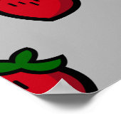Niedliches Red Strawberry Muster für Veganer Poster (Ecke)