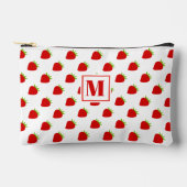 Niedliches Red Strawberry Muster Mit Monogramm Zubehörtasche (Vorderseite)