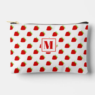 Niedliches Red Strawberry Muster Mit Monogramm Zubehörtasche