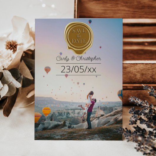 Niedliches Red Wax Siegel Foto Save the Date Minim