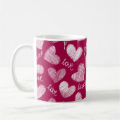 Niedliches Red White Scribbled Herz mit Liebe Scri Kaffeetasse (Links)