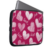 Niedliches Red White Scribbled Herz mit Liebe Scri Laptopschutzhülle (Vorne Rechts)