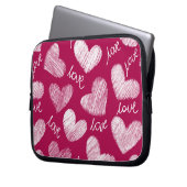 Niedliches Red White Scribbled Herz mit Liebe Scri Laptopschutzhülle (Vorderseite Links)
