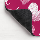 Niedliches Red White Scribbled Herz mit Liebe Scri Mousepad (Ecke)