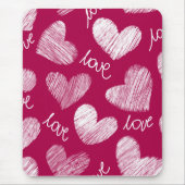Niedliches Red White Scribbled Herz mit Liebe Scri Mousepad (Vorne)