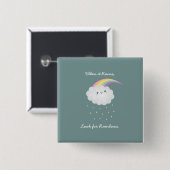 Niedliches Regenbogen-Cloud-Regen Inspiration Zita Button (Vorne & Hinten)
