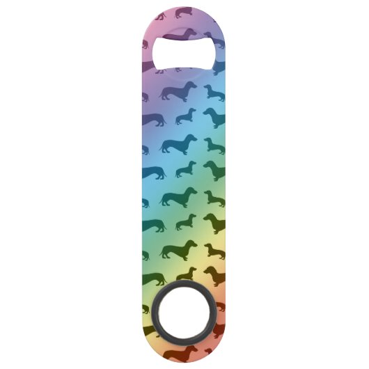 Niedliches Regenbogen-Dackelmuster Speedflaschenöffner (Vorderseite)