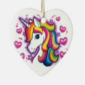 Niedliches Regenbogen Einhorn Pferd mit Sternenhim Keramik Ornament (Rechts)