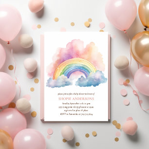 Niedliches Regenbogen Kinderdusche Einladung