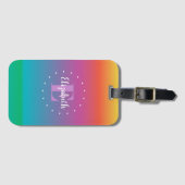 Niedliches Regenbogen Ombre Multicfarbiges Monogra Gepäckanhänger (Vorderseite (Horizontal))