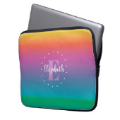Niedliches Regenbogen Ombre Multicfarbiges Monogra Laptopschutzhülle (Vorderseite Links)