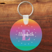 Niedliches Regenbogen Ombre Multicfarbiges Monogra Schlüsselanhänger (Vorderseite)
