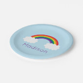 Niedliches Regenbogen-Party Pappteller (Schrägansicht)