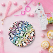 Niedliches Regenbogen Penguinmuster Pappteller (Party)