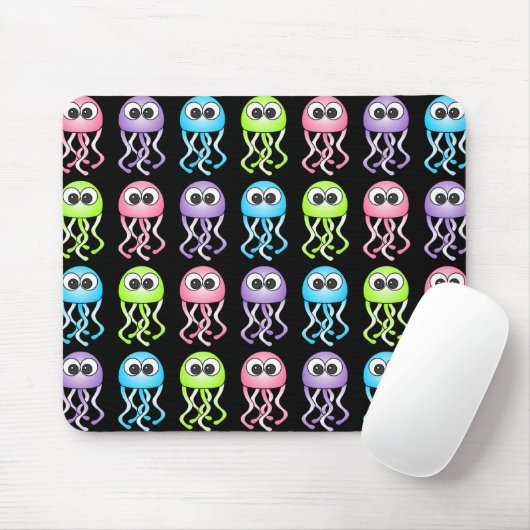 Niedliches Regenbogen-Quallen-Schwarzes Mousepad (Mit Mouse)