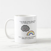 Niedliches Regenbogen-Regen-Wolken-Glück-Zitat Kaffeetasse (Links)