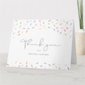 Niedliches Regenbogen Sprinkle Kinderdusche Dankeskarte (Vorderseite)