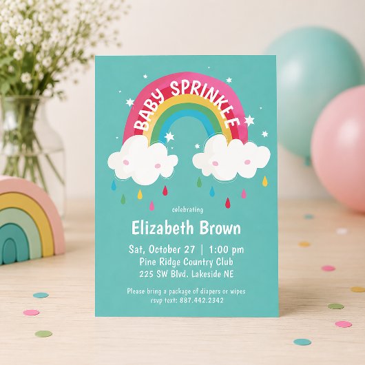 Niedliches Regenbogen Sprinkle Kinderdusche Einladung