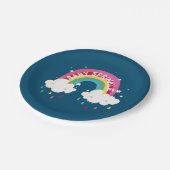 Niedliches Regenbogen Sprinkle Kinderdusche Pappteller (Schrägansicht)