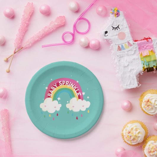 Niedliches Regenbogen Sprinkle Kinderdusche Pappteller (Party)