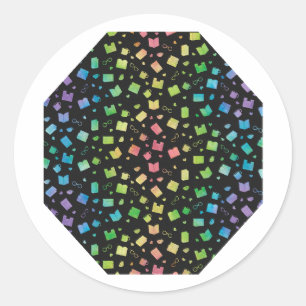 Niedliches Regenbogen- und Black Book and Reading- Runder Aufkleber