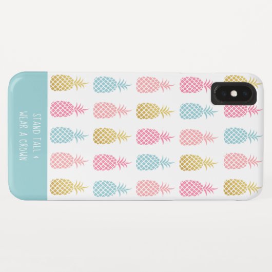 Niedliches Regenbogen- und Goldmuster als Ananas Case-Mate iPhone Hülle (Rückseite (Horizontal))