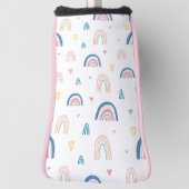 Niedliches Regenbogen- und Herzmuster Golf Headcover (Rotieren 90)