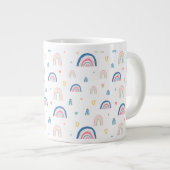 Niedliches Regenbogen- und Herzmuster Jumbo-Tasse (Vorderseite Rechts)